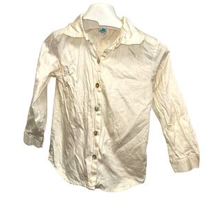 Charabia Paris France French designer kids cream button down shirt top 8
